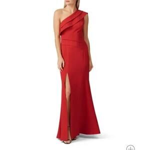 C/MEO Collective Red Fragment one shoulder gown medium